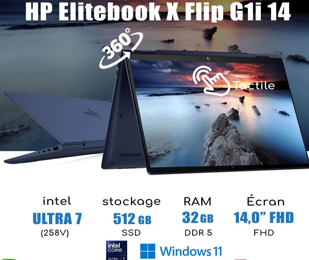 pc neuf HP ELITEBOOK X FLIX G1i ULTRA 7 258V TACTIL 360