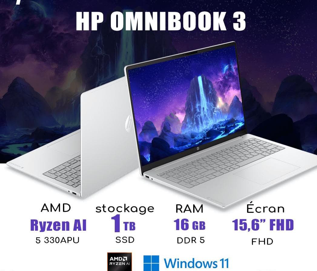 pc neuf  HP OMNIBOOK 3 RYZEN 5 330APU