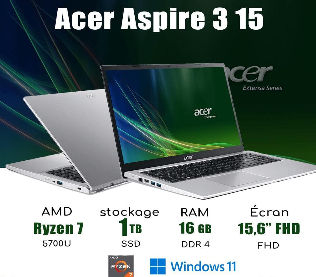 pc neuf ACER ASPIRE 3 15 RYZEN 7 5700U