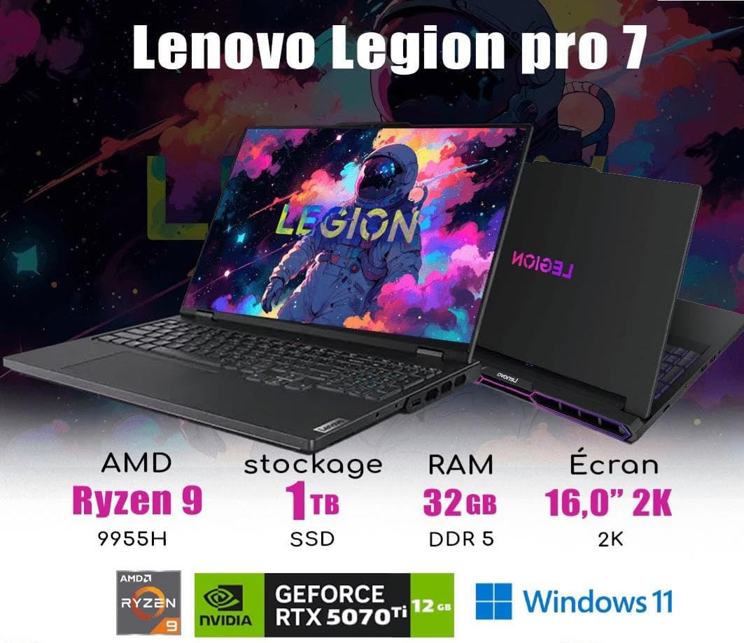 pc neuf LENOVO LEGION PRO 7 RYZEN 9 9955H RTX 5070