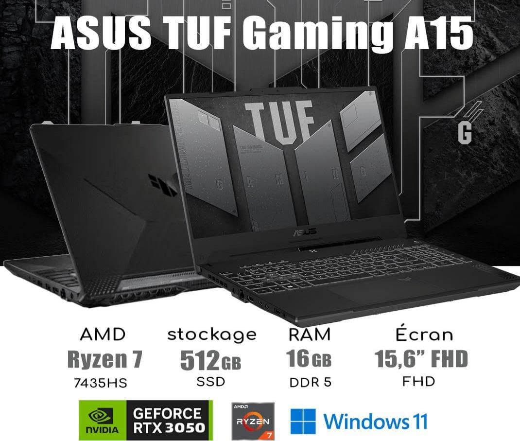pc neuf ASUS TUF GAMING A15 RYZEN 7 7435HS 3050