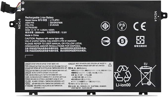 E480 Laptop Battery Compatible for Lenovo ThinkPad E480 E490 E485 E495 E580 E585 E590 E595 E14 E15 Series SB10K97606 L17C3P51 L17M3P52 SB10K97609