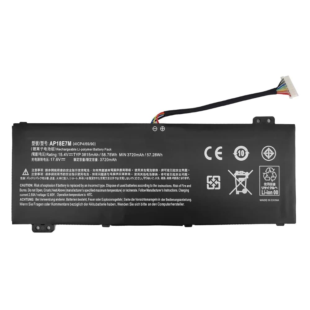 Model : Batterie Acer AP18E8M Référence : AP18E8M Type de périphérique : Batterie de portable Conçu pour : Batterie Ordinateur de Acer . Capacité : 58.75Wh Compatibilité : Acer Swift 3 SF314-55 / 3 SF314-55G / 3 SF314-56 / 3 SF314-56G