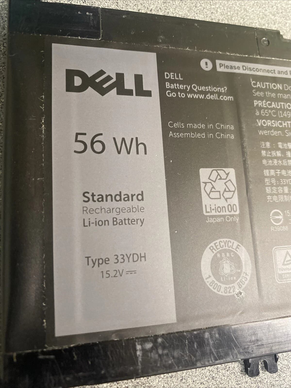Batterie 33YDH pour DELL Latitude 3380 3480 Inspiron 7577 7586 56Wh bon état